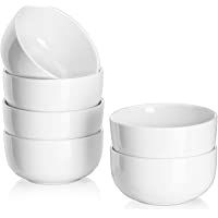 DOWAN Juego de 6 Cuencos de Porcelana- Cantidad de Relleno 300 ml- Cuencos de Aperitivo- Cuencos de Postre- Blanco